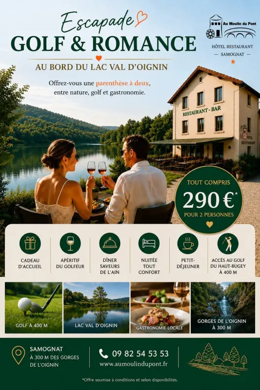Escapade Golf & Romance au Moulin du Pont